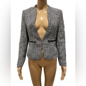 H&M Women's Black and White Tweed Jacket size 6